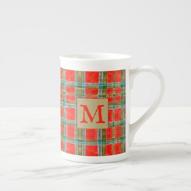 MAC BAIN TARTAN Bone China Mug + Initial (Right)