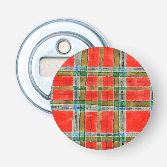 MAC BAIN TARTAN Button Bottle Opener (Front)
