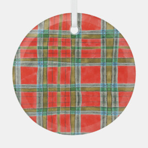 MAC BAIN TARTAN Glass Circle Ornament
