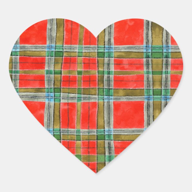 MAC BAIN TARTAN Heart Stickers (Front)