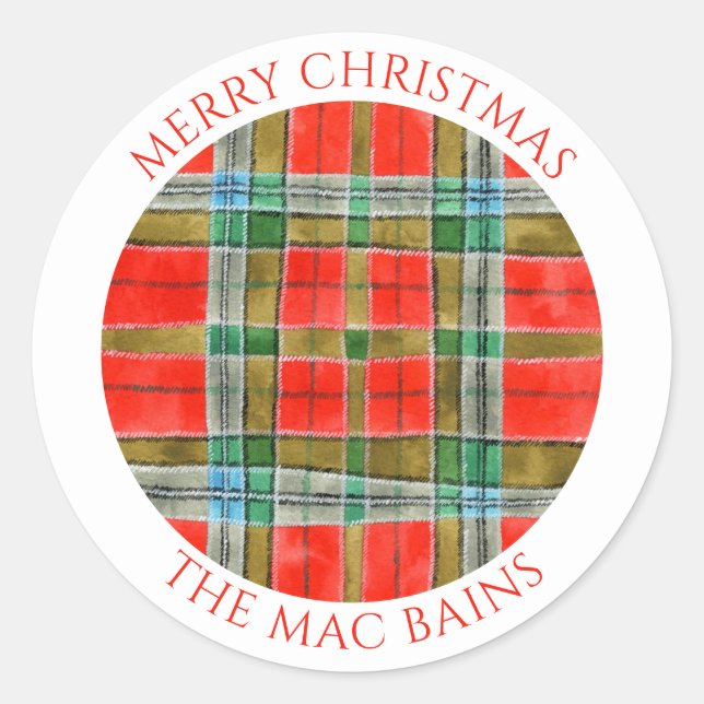 MAC BAIN TARTAN Large Round Envelope Seals (Front)