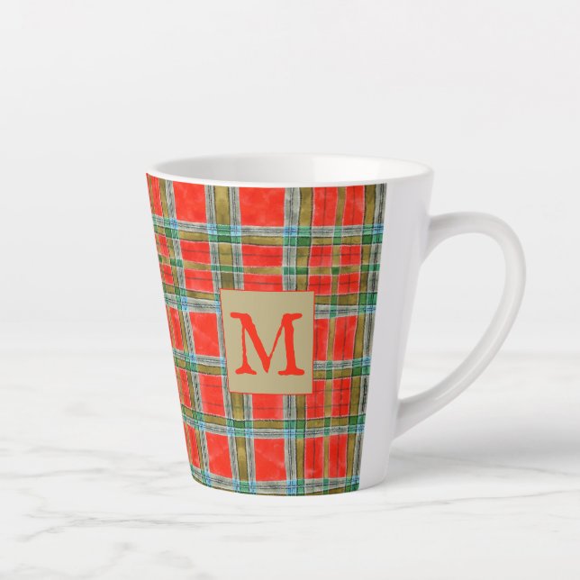 MAC BAIN TARTAN Latte Mug + Initial (Right)