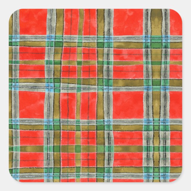 MAC BAIN TARTAN Small Square Stickers (Front)