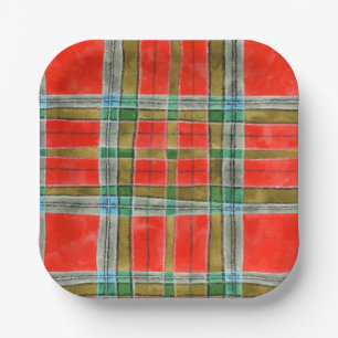 MAC BAIN TARTAN Square Paper Plates