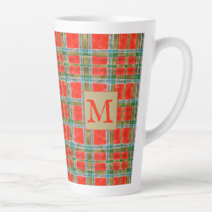 MAC BAIN TARTAN Tall Latte Mug + Initial