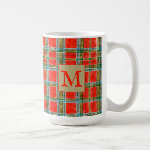 MAC BAIN TARTAN Tall White Mug + Initial