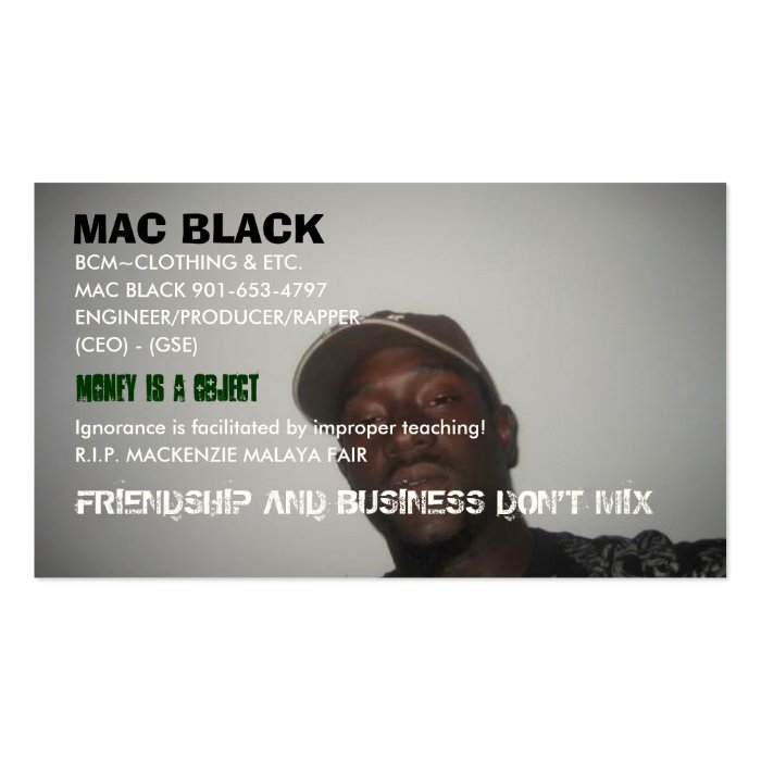 MAC BLACK, BCM~CLOTHING & ETC., MAC BLACKBUSINESS CARD