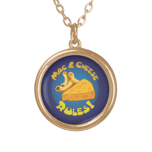 Mac & Cheese Rules Gold Plated Necklace (Front)