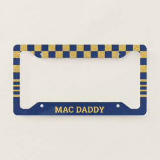 MAC DADDY| Navy Checkered Funny License Plate Frame