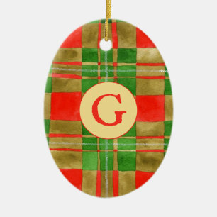 MAC GREGOR TARTAN Ceramic Oval Ornament + Initial