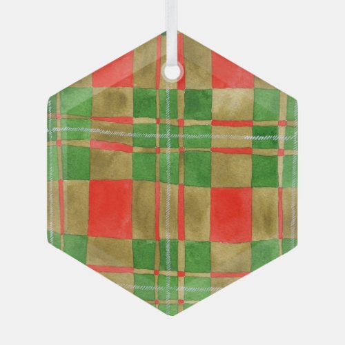 MAC GREGOR TARTAN Glass Hexagon Ornament