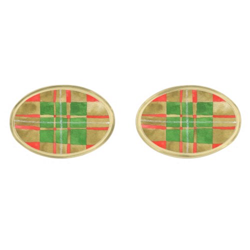 MAC GREGOR TARTAN Oval Gold Plated Cufflinks