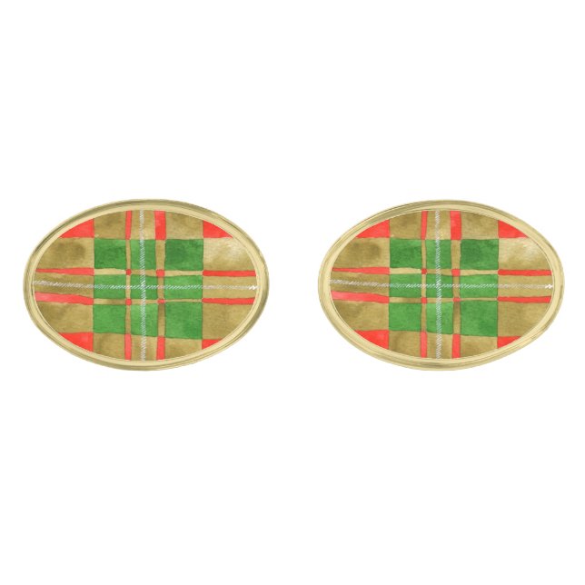 MAC GREGOR TARTAN Oval Gold Plated Cufflinks (Front)