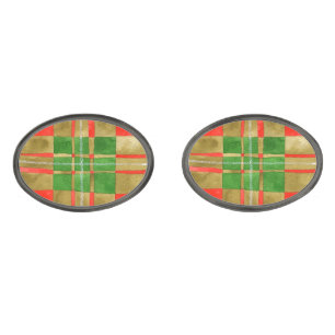 MAC GREGOR TARTAN Oval Gunmetal Cufflinks