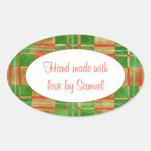 MAC GREGOR TARTAN Oval "Hand Made" Stickers