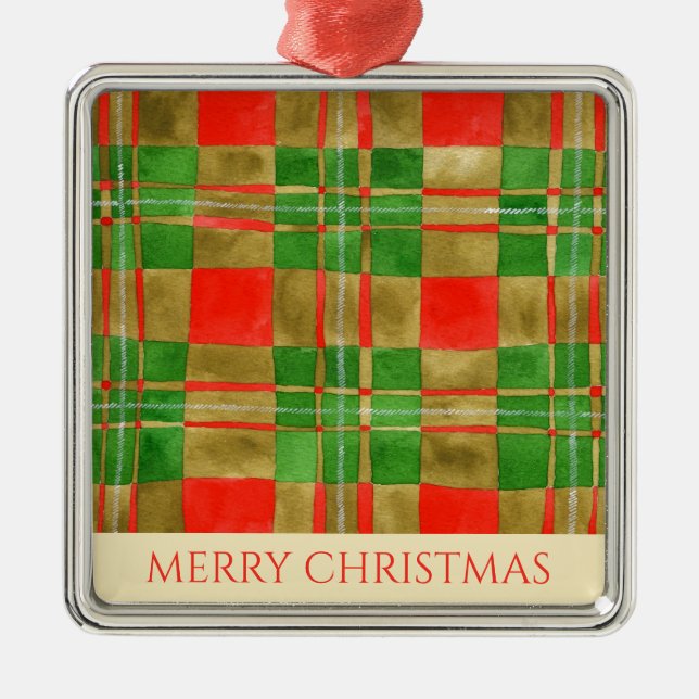 MAC GREGOR TARTAN Premium Square Ornament + Text (Front)