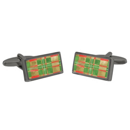 MAC GREGOR TARTAN Rectangle Gunmetal Cufflinks