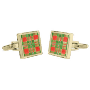 MAC GREGOR TARTAN Square Gold Plated Cufflinks