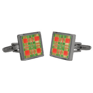 MAC GREGOR TARTAN Square Gunmetal Plated Cufflinks