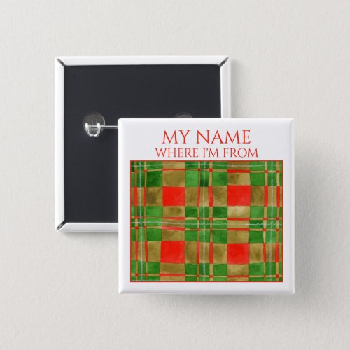 MAC GREGOR TARTAN Square Name Tag Pin Button