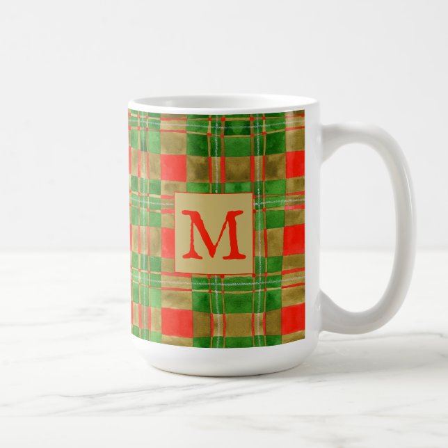 MAC GREGOR TARTAN Tall White Mug + Initial (Right)