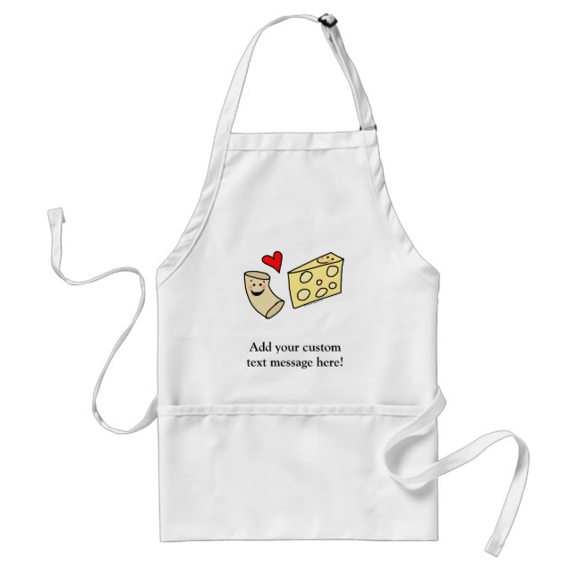 Mac Loves Cheese, Funny Cute Macaroni + Cheese Adult Apron (Front)