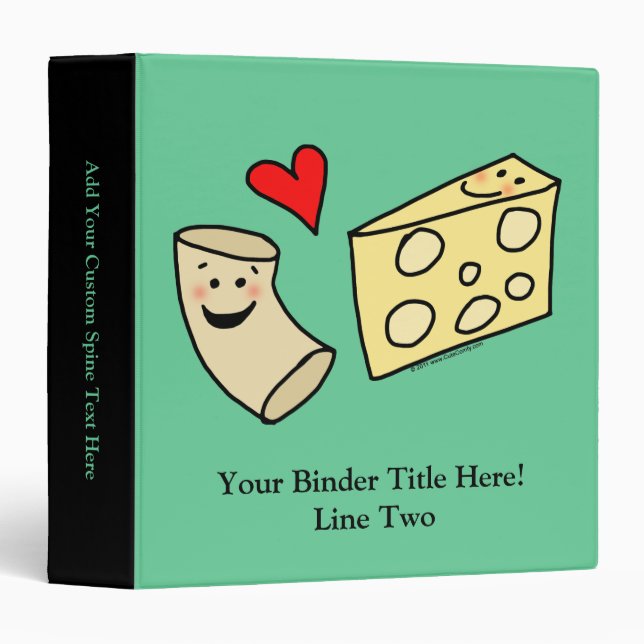 Mac Loves Cheese, Funny Cute Macaroni + Cheese Binder (Front/Spine)