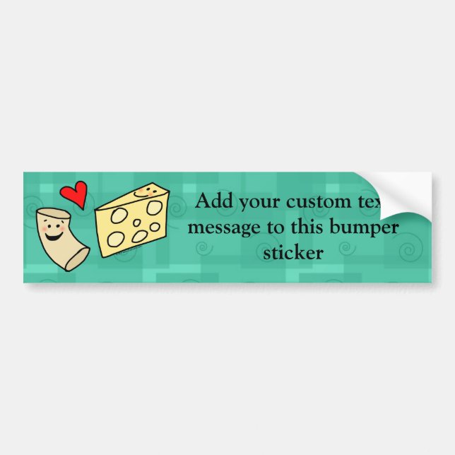 Mac Loves Cheese, Funny Cute Macaroni + Cheese Bumper Sticker (Front)