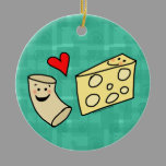 Mac Loves Cheese, Funny Cute Macaroni   Cheese Ceramic Ornament
