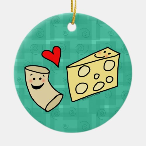 Mac Loves Cheese Funny Cute Macaroni  Cheese Ceramic Ornament
