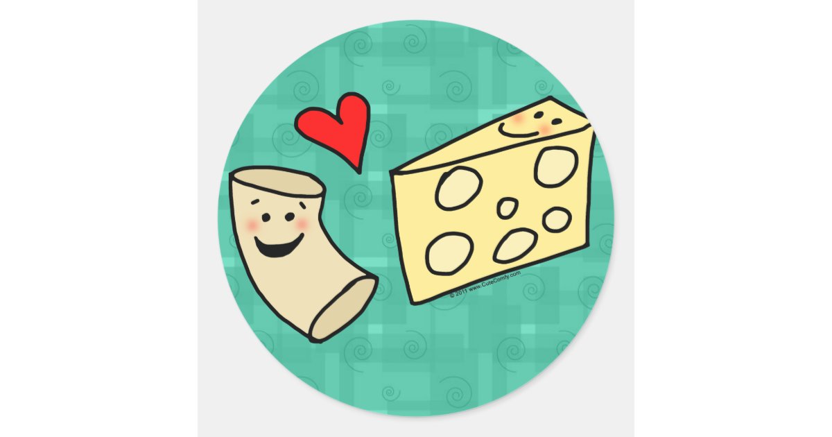 Mac Loves Cheese, Funny Cute Macaroni + Cheese Classic Round Sticker ...