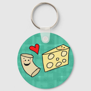 Mac Loves Cheese, Funny Cute Macaroni + Cheese Keychain