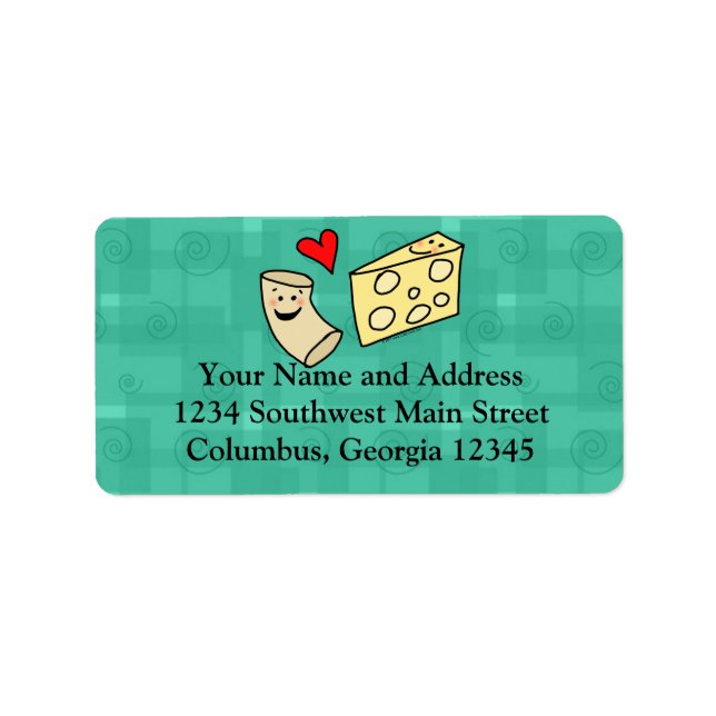 Mac Loves Cheese, Funny Cute Macaroni + Cheese Label (Front)
