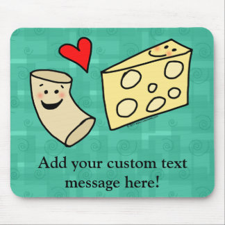 Mac Loves Cheese, Funny Cute Macaroni + Cheese Mouse Pad