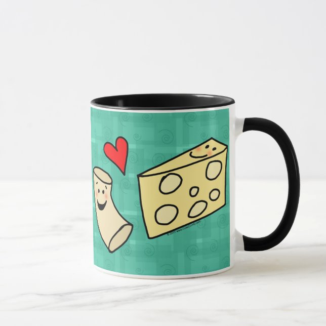 Mac Loves Cheese, Funny Cute Macaroni + Cheese Mug (Right)