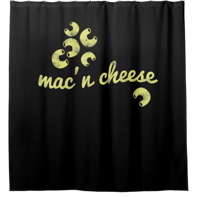 Mac n cheese | fun chef humour gift shower curtain (Front)