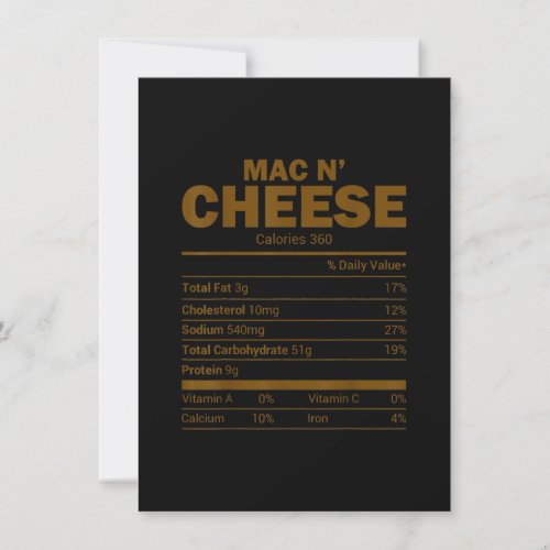 Mac N Cheese Nutrition Facts Family Matching Invitation