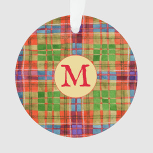 MAC RAE TARTAN Acrylic Circle Ornament + Initial