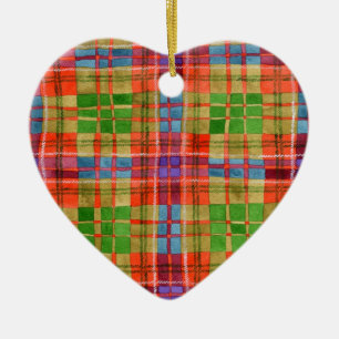 MAC RAE TARTAN Ceramic Heart Ornament