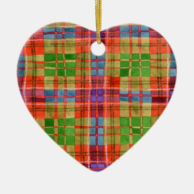 MAC RAE TARTAN Ceramic Heart Ornament (Front)
