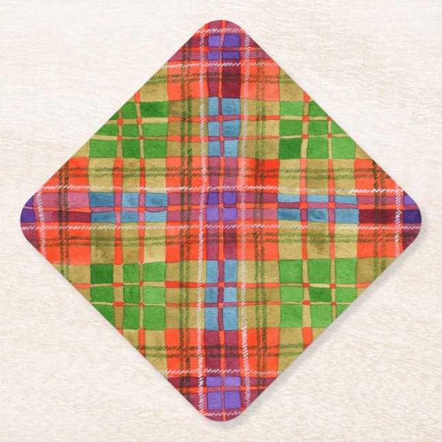 MAC RAE TARTAN Diamond Paper Coasters (Front)