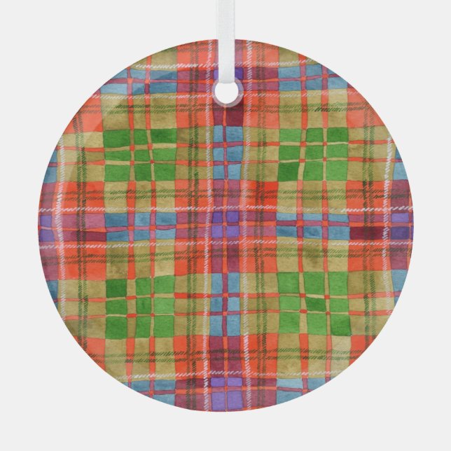 MAC RAE TARTAN Glass Circle Ornament  (Front)
