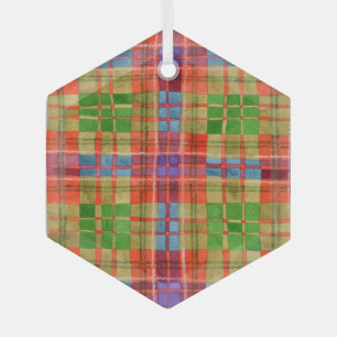 MAC RAE TARTAN Glass Hexagon Ornament
