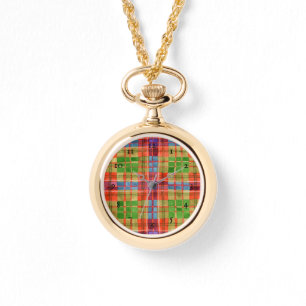 MAC RAE TARTAN Gold Necklace Watch