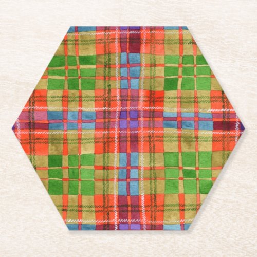 MAC RAE TARTAN Hexagon Paper Coasters