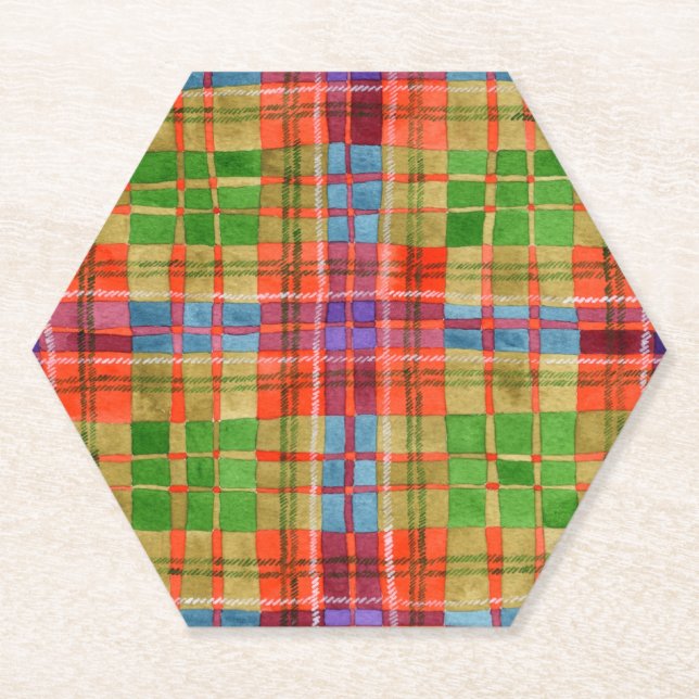 MAC RAE TARTAN Hexagon Paper Coasters (Front)