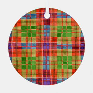 MAC RAE TARTAN Metal Circle Ornament