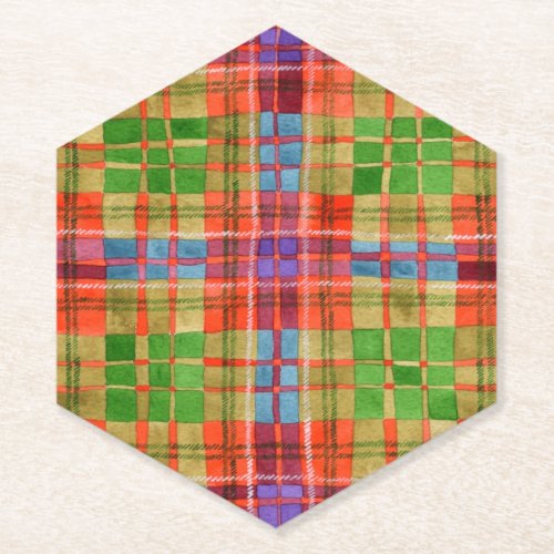 MAC RAE TARTAN Pointed Hexagon Paper Coasters