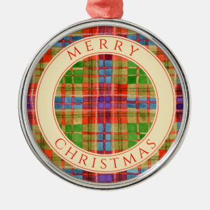 MAC RAE TARTAN Premium Round Ornament + Text