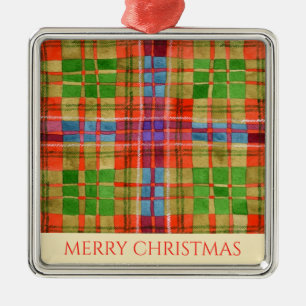 MAC RAE TARTAN Premium Square Ornament + Text